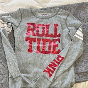 PINK Victoria's Secret Gray and Red Ladies Long Sleeve Shirt